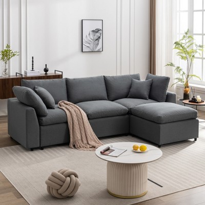 104" L-Shaped Modular Sofa with Reversible Chaise, Down Filled Upholstery Convertible Sectional Couch 4L - ModernLuxe