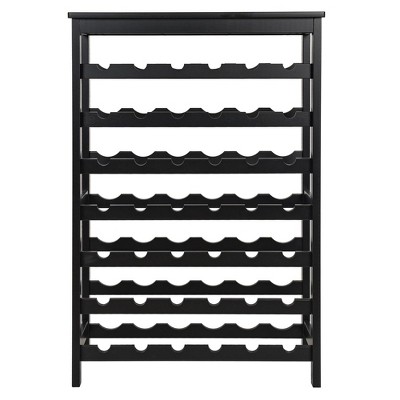 Itopfox 7-Tier Bamboo Wine Rack Freestanding Floor with Table Top, Wine Storage Shelf for Kitchen Dining Room Bar, Black