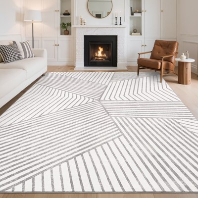 Washable Area Rugs Modern Striped Rugs for Living Room