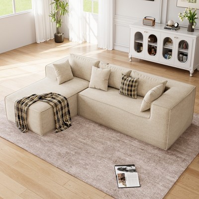 Modular Sectional Couches for Living Room, L-Shaped Sectional Couch with Deep Seat, Upholstered Sofa for Bedroom, No Assembly Required, Chenille