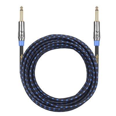 Clef Audio Labs Instrument Guitar Cable, 20ft - 1/4 inch TS Straight to Straight Electric bass Guitar AMP Cord Blue Braided Jacket