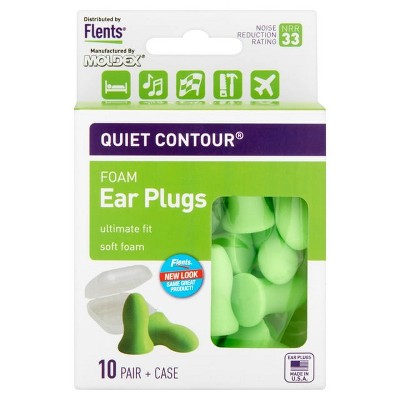 Flents Quiet Contour Foam Ear Plugs 10 Pairs with Case