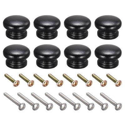 Unique Bargains Round Wood Drawer Cabinets Knobs and Pulls with Screws 8 Pcs