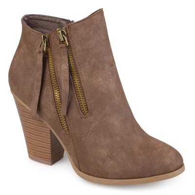 Journee Collection Women's Vally Inside Zip Stacked Heel Booties