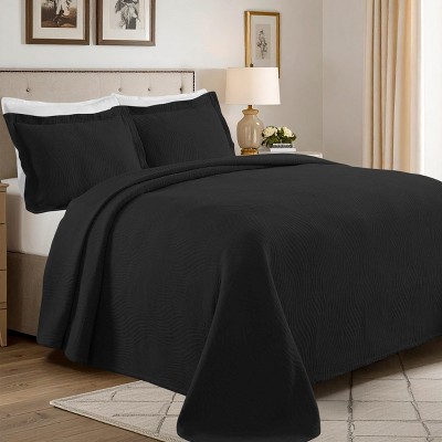 100% Cotton Bedspread Set Waves Matelasse Decorative Bedspread and Pillow Sham Set by Blue Nile Mills