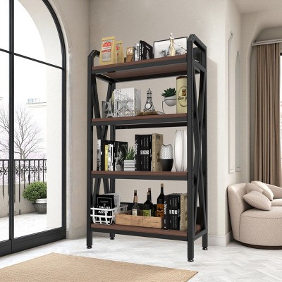 Freestanding 4-Tier Kitchen Baker's Rack with Adjustable Shelves, Heavy Duty Storage Shelf with Open Back for Pantry or Garage-3irtyhousy
