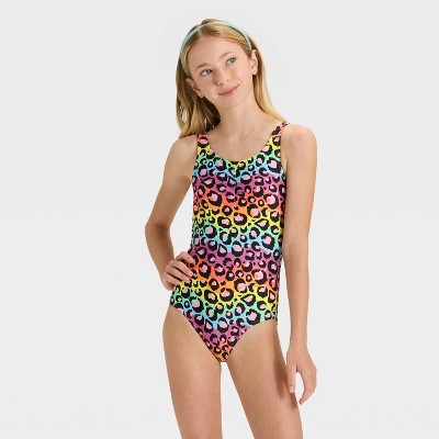 Girls' Rainbow Cheetah Printed One Piece Swimsuit - Cat & Jack™