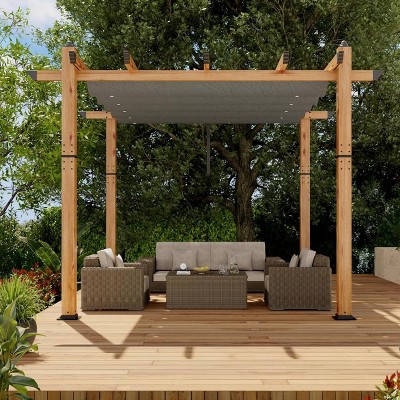GustoWave Patio 10x10 Ft Wood-Grain Post Pergola Gazebo for Backyard Garden Porch