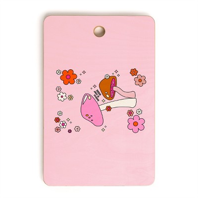 Daily Regina Designs Colorful Mushrooms And Flowers Cutting Board Rectangle - Deny Designs