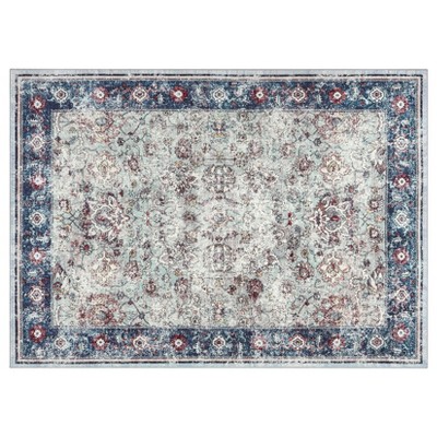Boho Rugs Non Slip - Machine Washable Floral Area Rug for Living Room, Bedroom