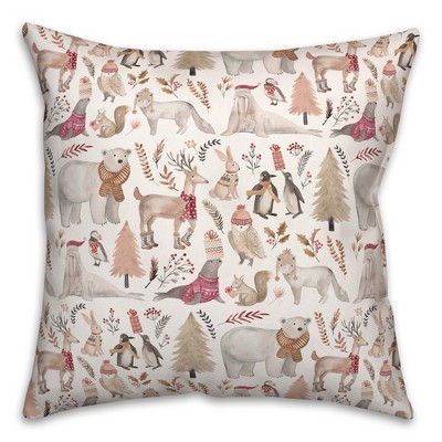 Creative Products Winter Wonderland Animals Pattern 18 x 18 Spun Poly Pillow