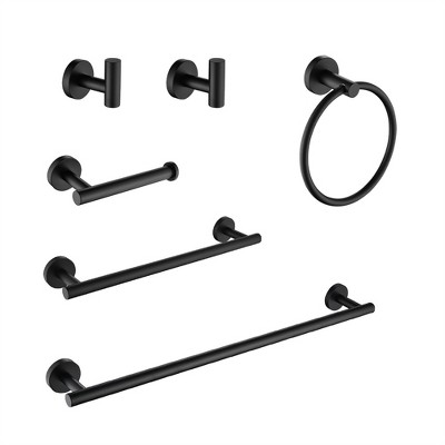 OUTSUPPLY 6 Pcs Stainless Steel Bathroom Towel Rack Set, Wall Mounted Modern Hardware with Rustproof Construction