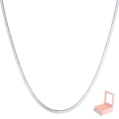 Women's 925 Silver Collar - 2.5mm Wide Snake Chain Pendant Necklace Modern and Eye-Catching