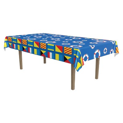 Beistle Nautical table cover, 54" x 108", (2/Pkg) Multicolored