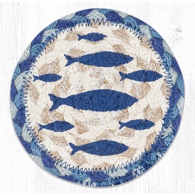 Earth Rugs Square 5" Fish Coaster Cotton Blend Rustic Beach House Accent