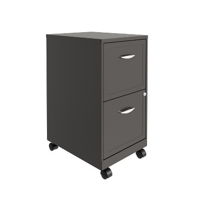 Space Solutions 18" Deep 2 Drawer Mobile Letter Width Vertical File Cabinet Metallic Charcoal