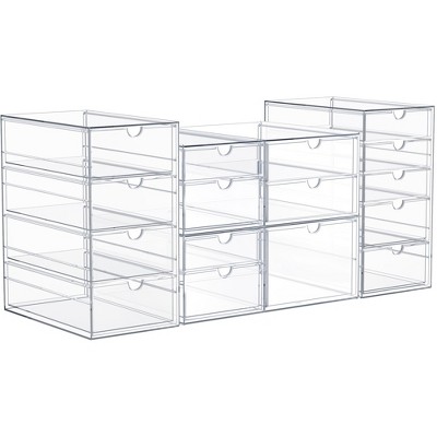Sorbus Clear Stackable Drawer Storage Organizers - Bathroom, Laundry Room & Home Countertop Drawer System