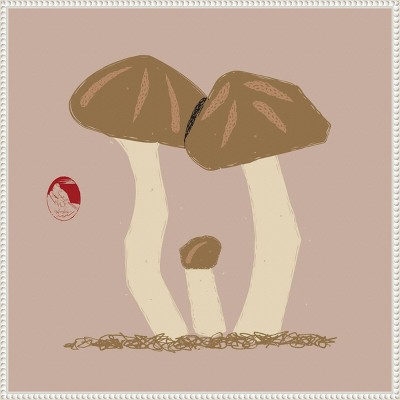 30"x30" Matsutake Mushroom Family by Vision Grasp Art Framed Canvas Wall Art Print White - Amanti Art