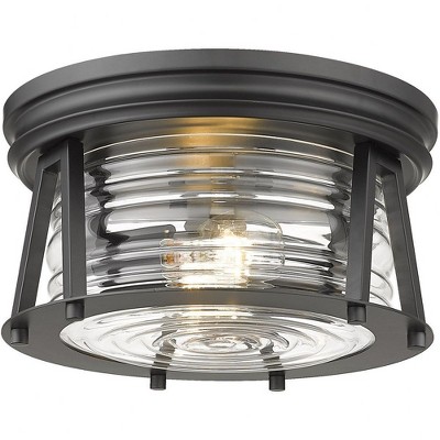 Cape Harbor 2-Light Flushmount Ceiling Light - Bronze Steel, Dimmable, Damp Rated, 12"