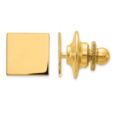 Black Bow Jewelry 14K Yellow Gold Polished Square Lapel or Tie Pin, 10mm