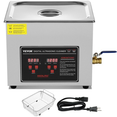 VEVOR Ultrasonic Cleaner with Digital Timer & Heater, Professional Ultra Sonic Jewelry Cleaner, Stainless Steel Heated Cleaning Machine, Silver