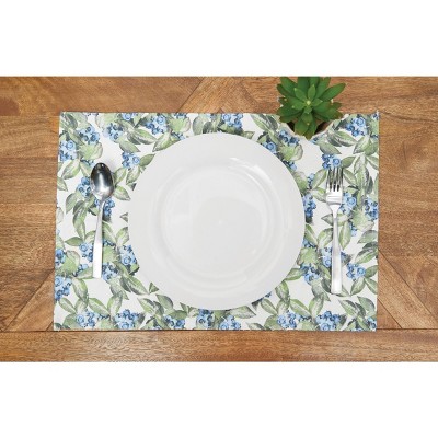 C&F Home Lakeside Blueberry Placemats Set of 6 Botanical Blueberry Floral, 14" x 20"
