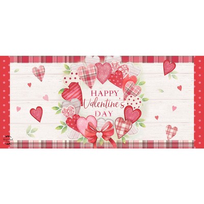 Briarwood Lane Valentine's Wreath Mini Mat 22x10 Indoor Outdoor For Valentine's Doormat