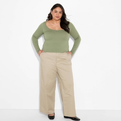 Women's Long Sleeve Seamless Square Neck Blouse - Wild Fable™
