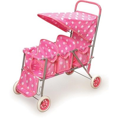 Badger Basket Triple Doll Stroller - Polka Dots