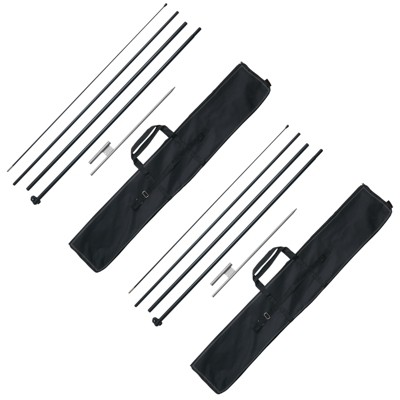 VEVOR Feather Flag Pole Kit, 2 Packs Swooper Flag Pole 16.3 ft, Sign Flag Poles for Business Advertising Flags Outdoor, Black&Silver