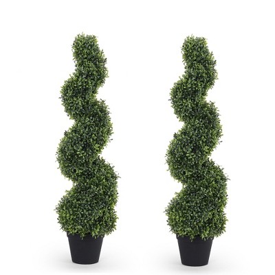 poetree 3/4/5ft Artificial Boxwood Spiral Topiary Trees – UV-Resistant Evergreen Faux Plants for Indoor & Outdoor Decor