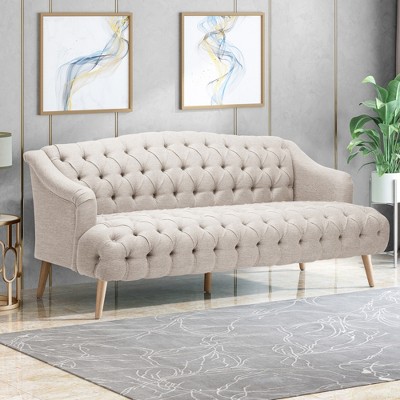 73.25" 3-Seat Sofa with Button-Tufted Diamond Stitch and Birch Wood Legs for Living Room or Bedroom