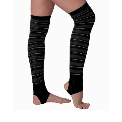 Tipi Toe Women Stirrup Socks - Lightweight Girl's Toeless Socks Over the Knee - Stretchable Women's Black Stockings