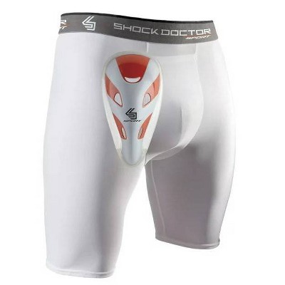 Shock Doctor Youth Compression Shorts with Protective Cups White: Apparel for Sports
