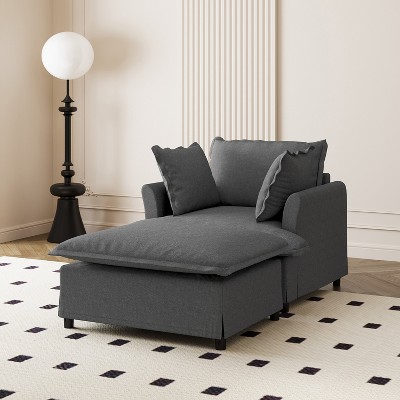 Modular Chenille Upholstered Sectional Sofa, 3 Seater Sofa with Armchair or Movable Ottoman, Indoor Furniture Sofa Set - ModernLuxe