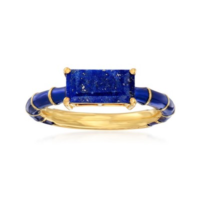 Ross-Simons Lapis and Dark Blue Enamel Ring in 18kt Gold Over Sterling