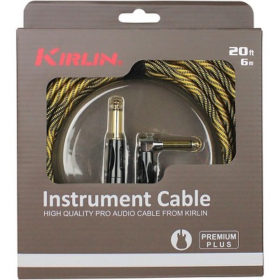 Kirlin IWB Black/Gold Woven Instrument Cable 1/4" Straight to Right Angle