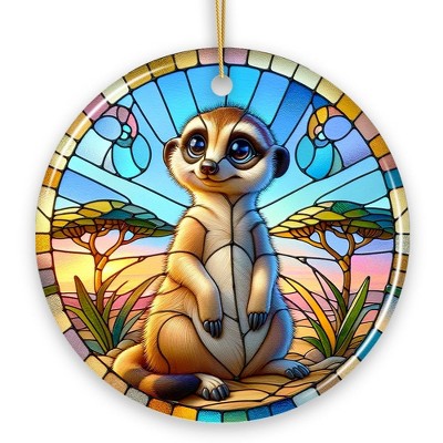 Meerkat Marvels Stained Glass Style Ceramic Ornament, Safari Animals Christmas Gift and Decor| OrnamentallyYou