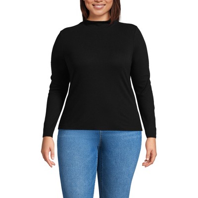 Lands' End Women's Drapey Rib Skimming Long Sleeve Mock Neck