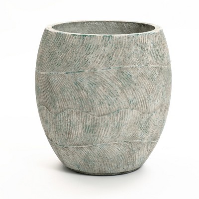 LuxenHome Round Cement Planter – Rustic Gray Pot with Drainage Hole & Plug for Indoor/Outdoor Plants