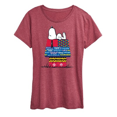 Women's - Peanuts - Snoopy Patchwork Doghouse Short Sleeve Graphic T-Shirt
