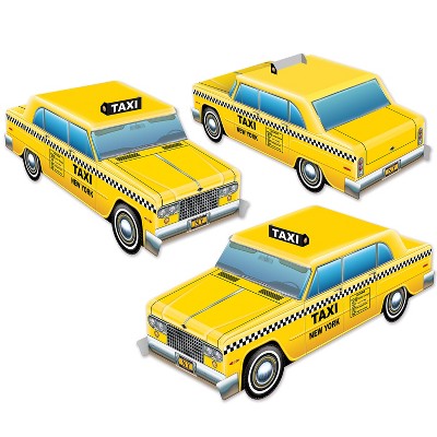 Beistle 3-D Taxi Cab Centerpieces, 4" x 10.5", (6/Pkg) Multicolored