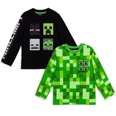 Minecraft Mobs Creeper Little Boys 2 Pack Long Sleeve Graphic T-Shirts Grey/Green 5