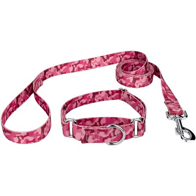 Country Brook Petz Pink Bone Camo Martingale Dog Collar and Leash