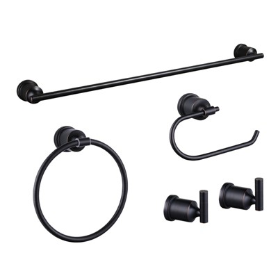 WOWOW 5-Piece Bath Hardware Set with Towel Bar, Toilet Paper Holder, Towel Ring and Towel Hook Included