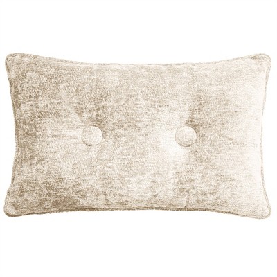 Edie@Home 14"x22" Oversize Delmonico Chenille Lumbar Throw Pillow Ivory: Woven Polyester, Indoor Use, Sewn Seam Closure