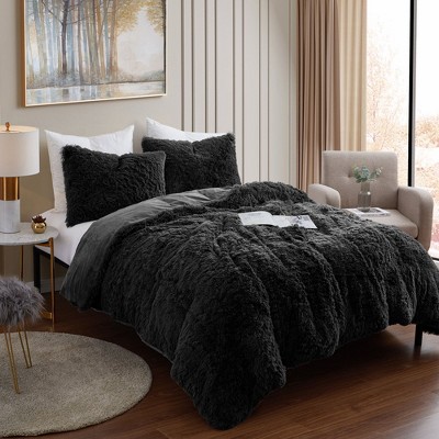 3 Piece Plush Shaggy Comforter Set Ultra Soft Luxurious Faux Fur Decorative Fluffy Crystal Velvet Bedding by Sweet Home Collection®
