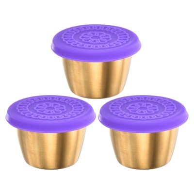 Unique Bargains Silicone Stainless Steel Leak-proof Colorful Lids Purple Food Storage Container