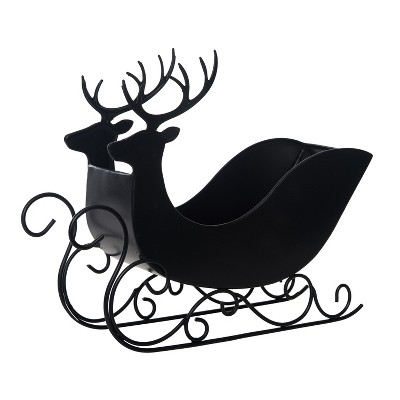 Transpac 12.2 in Black Matte Metal Christmas Reindeer Decorative Container Box for Holiday Decor