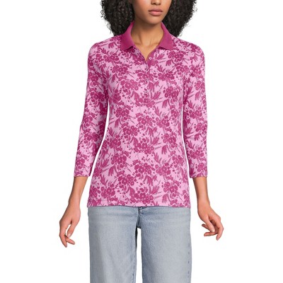 Lands' End Women's 3/4 Sleeve Supima Cotton Polo Shirt
